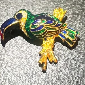 Vintage Colorful Bird Crystal Brooch